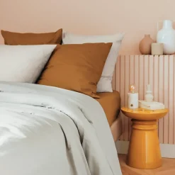 Parure de lit Landiha Percale beige lin 240x220cm - Atmosphera