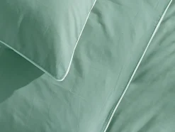 Parure de lit percale de coton 80 fils/cm² - Housse de couette 220 x 240 cm + 2 taies d'oreiller 63 x 63 cm - Vert amande