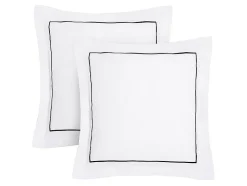 Parure de lit percale de coton 80 fils/cm² - Housse de couette 220 x 240 cm + 2 taies d'oreiller - Blanc bourdon noir - CHARMY