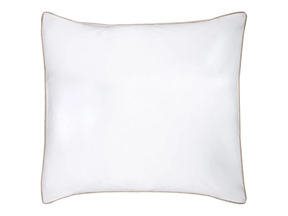 Parure de lit percale de coton 80 fils/cm² - Housse de couette 220 x 240 cm + 2 taies d'oreiller 63 x 63 cm - Blanc passepoil