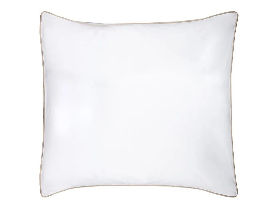 Parure de lit percale de coton 80 fils/cm² - Housse de couette 220 x 240 cm + 2 taies d'oreiller 63 x 63 cm - Blanc passepoil