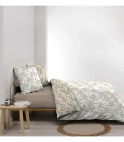Parure de lit réversible 100% coton (240x220 cm - Naturel)