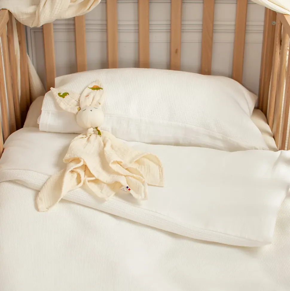 Parure de lit réversible gaze de coton & nid d'abeille