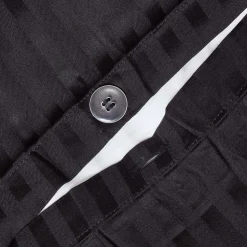 Parure de lit satin rayé en coton égyptien 330 fils noir, 230x220cm - HOMESCAPES