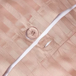 Parure de lit satin rayé en coton égyptien 330 fils taupe, 200x200cm - HOMESCAPES