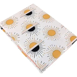 Parure de lit TERRAMEA 260x240 cm pur coton blanc motifs solaires 3 pièces