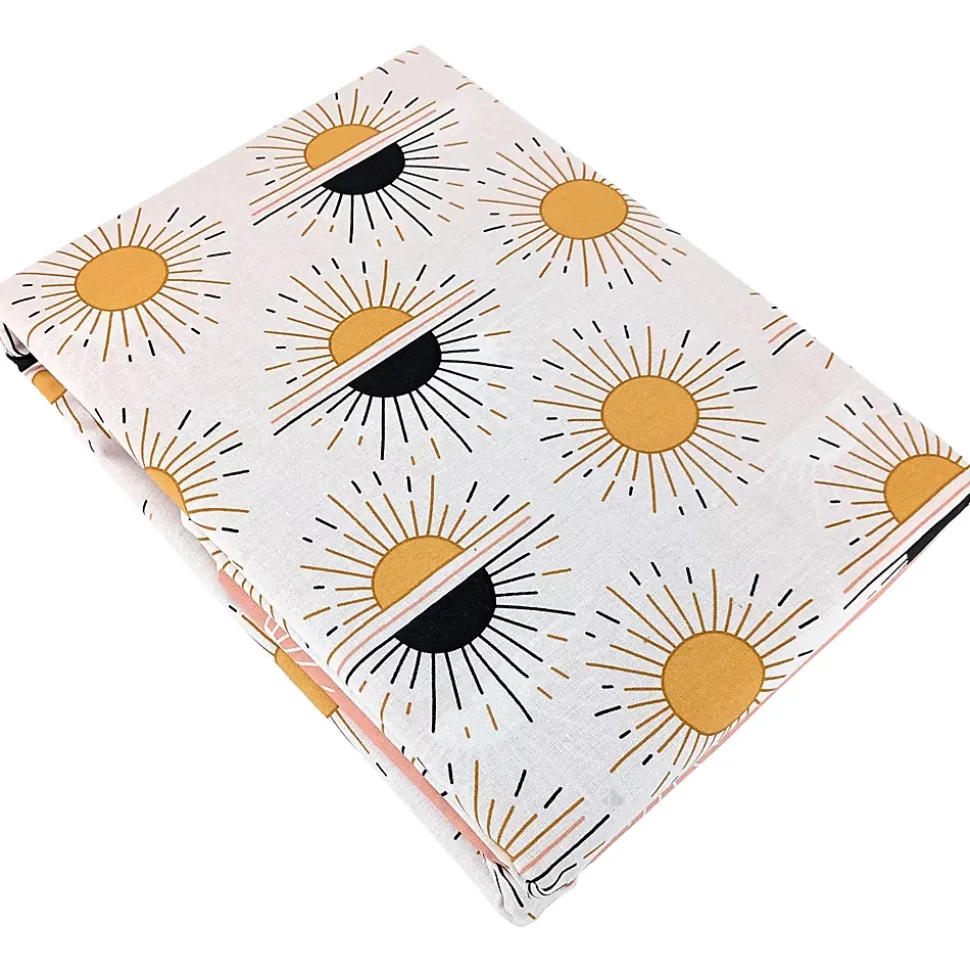 Parure de lit TERRAMEA 260x240 cm pur coton blanc motifs solaires 3 pièces