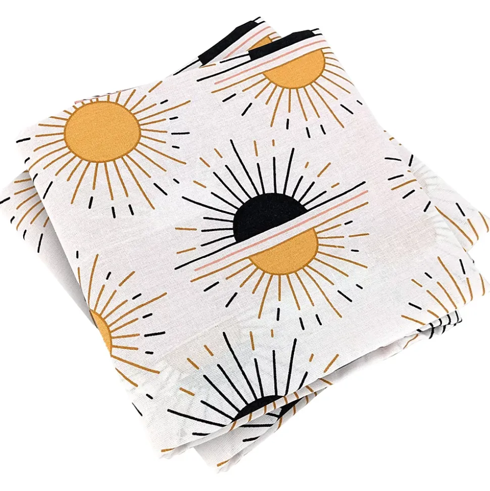 Parure de lit TERRAMEA 260x240 cm pur coton blanc motifs solaires 3 pièces