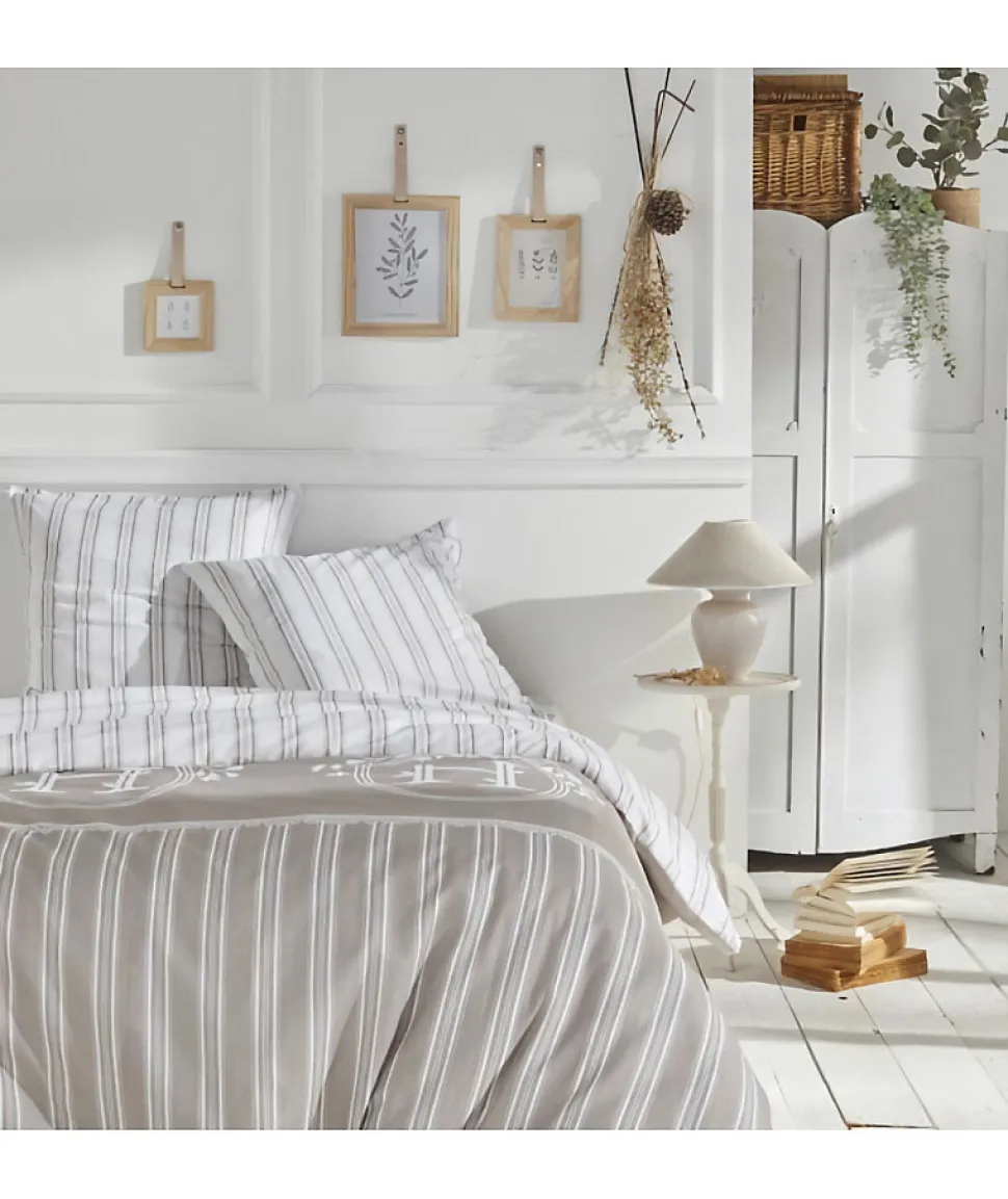 PARURE DE LIT TODAY - HOUSSE DE COUETTE 240X260 + 2 TAIES D OREILLER 63X63 - 100% COTON 57 fils - Berenice