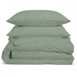 Parure de lit unie 1 personne 140x200cm PERCALE SAUGE
