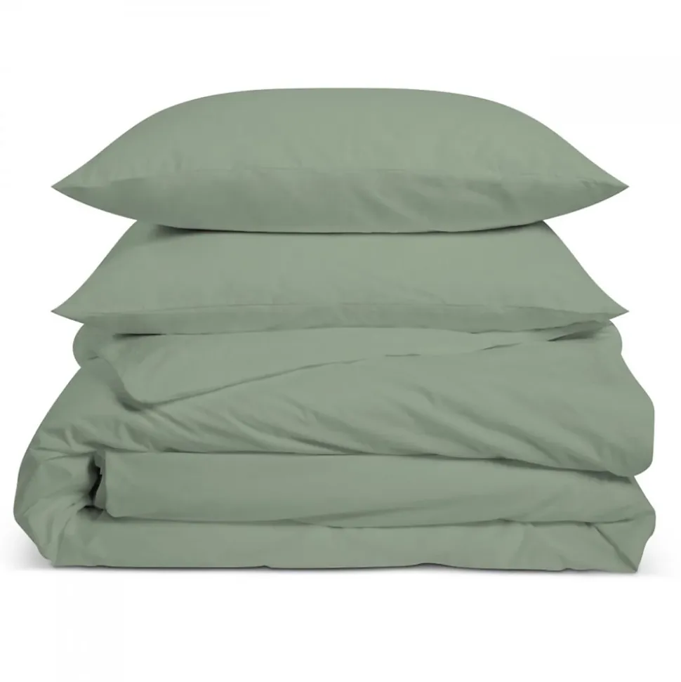 Parure de lit unie 1 personne 140x200cm PERCALE SAUGE