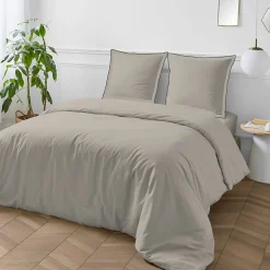 Parure de lit unie en coton finition bourdon 240x220cm