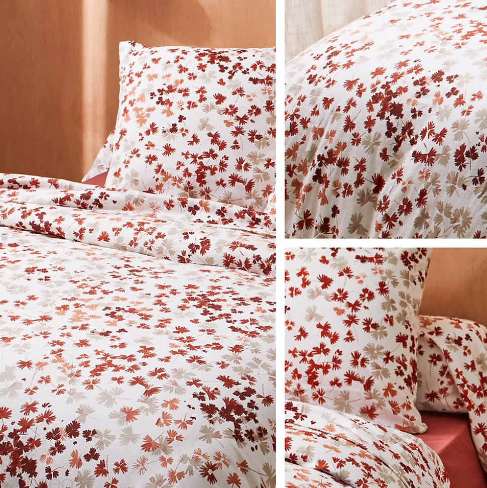 Parure de lit 140x200 cm 100% flanelle de coton ÉMILIE rouge 2 pièces
