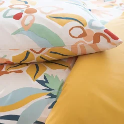 Parure de lit 240x220 cm coton BCI adouci LUCIA Jaune Cobalt 3 pièces