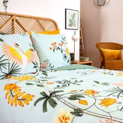 Parure de lit 260x240 cm coton KUSMI bleu