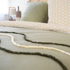 Parure de lit 260x240 cm coton BCI adouci LINEA Vert 3 pièces