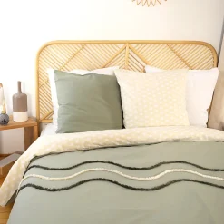 Parure de lit 260x240 cm coton BCI adouci LINEA Vert 3 pièces