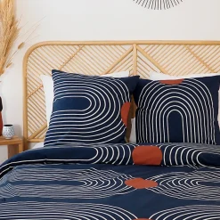 Parure de lit 240x220 cm coton BCI adouci CUTS Bleu 3 pièces