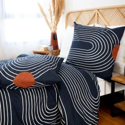 Parure de lit 240x220 cm coton BCI adouci CUTS Bleu 3 pièces