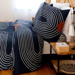 Parure de lit 240x220 cm coton BCI adouci CUTS Bleu 3 pièces