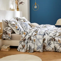 Parure de lit 240x220 cm coton PÉNÉLOPE Beige Silice 3 pièces