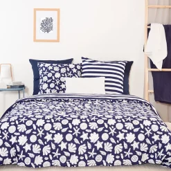 Parure de lit 260x240 cm coton BCI adouci CAPRI Bleu 3 pièces