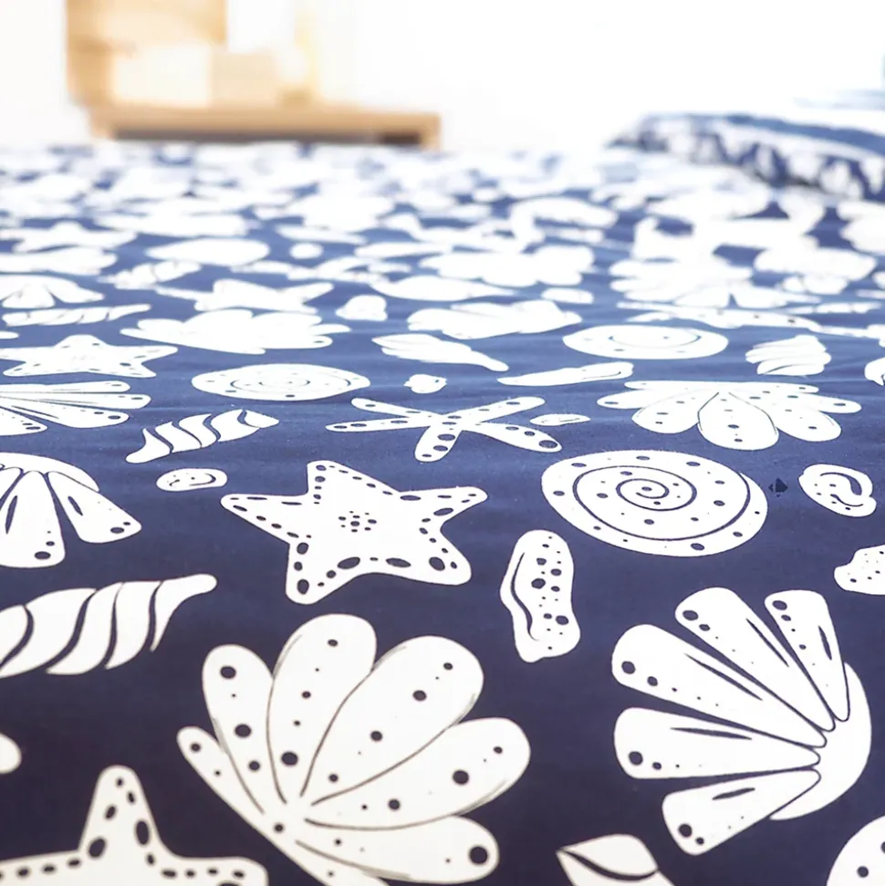 Parure de lit 260x240 cm coton BCI adouci CAPRI Bleu 3 pièces