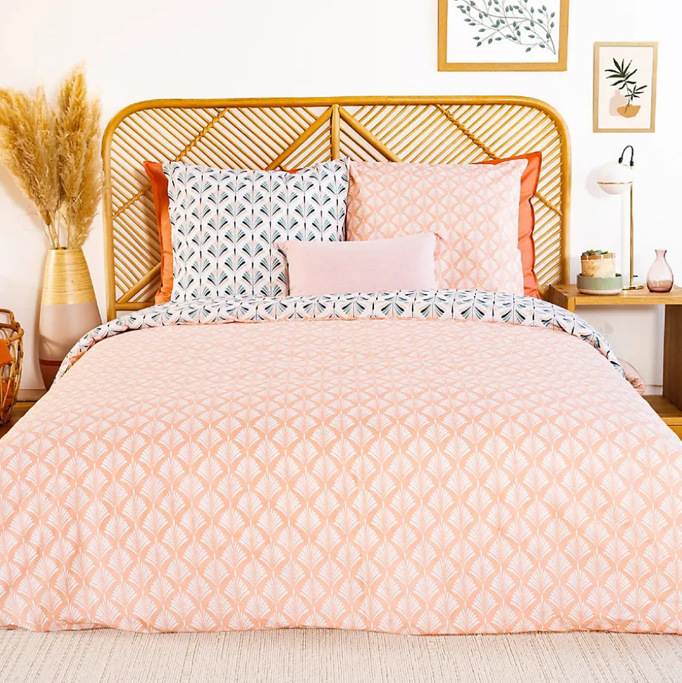 Parure de lit 260x240 cm coton VOLEA rose