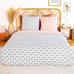 Parure de lit 260x240 cm coton VOLEA rose