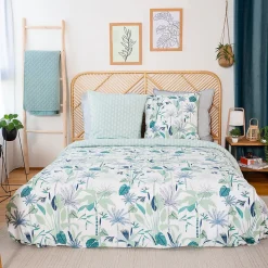 Parure de lit 240x220 cm coton bci adouci ALISCO bleu 3 pièces