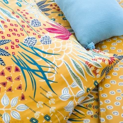 Parure de lit 260x240 cm coton bci adouci COME jaune 3 pièces