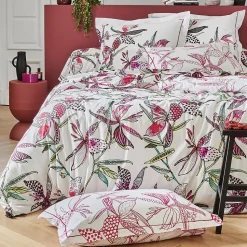 Parure de lit 260x240 cm coton PÉNÉLOPE Rose 3 pièces