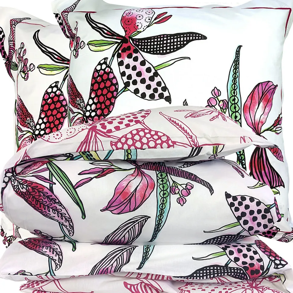 Parure de lit 260x240 cm coton PÉNÉLOPE Rose 3 pièces