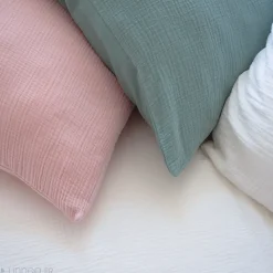 Parure de lit 260x240 cm double gaze de coton GAZGAZ rouge ocre 3 pièces