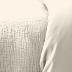 Parure de lit 260x240 cm double gaze de coton GAZGAZ beige Galet