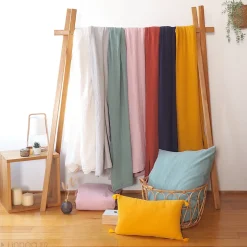 Parure de lit 260x240 cm double gaze de coton GAZGAZ beige Galet