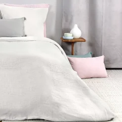 Parure de lit 140x200 cm double gaze de coton GAZGAZ blanc 2 pièces