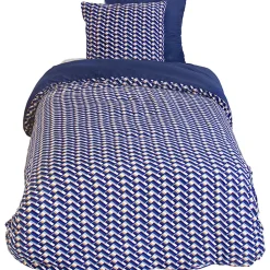 Parure de lit 140x200 cm en microfibre LOSS bleu foncé motif géométrique 2 pièces
