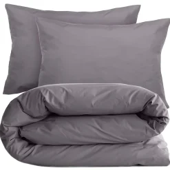 Parure de lit 280x240 cm et taie 50x70 cm percale MANOIR gris Ardoise