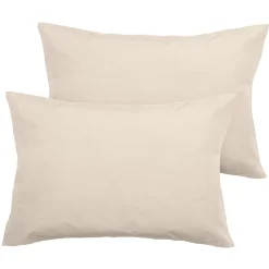 Parure de lit 280x240 cm et taie 50x70 cm percale MANOIR blanc Naturel