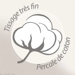 Parure de lit 280x240 cm et taie 50x70 cm percale MANOIR blanc Naturel