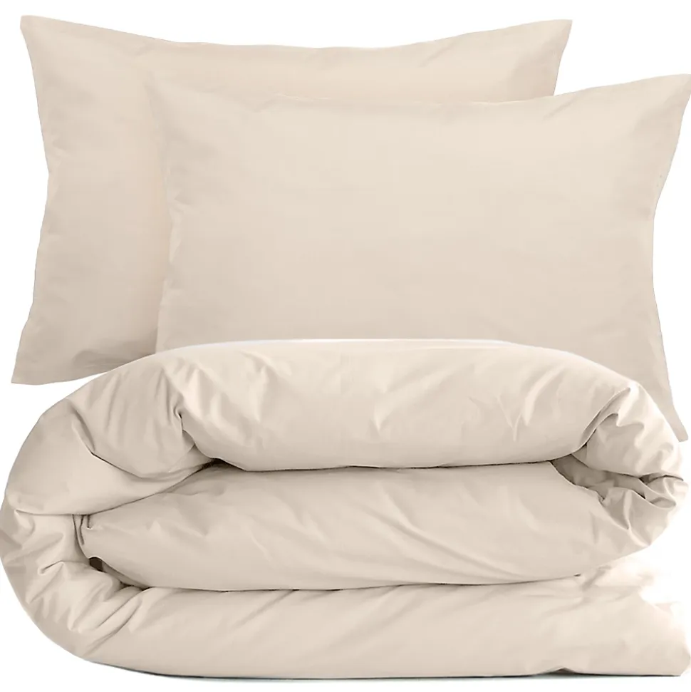 Parure de lit 280x240 cm et taie 50x70 cm percale MANOIR blanc Naturel