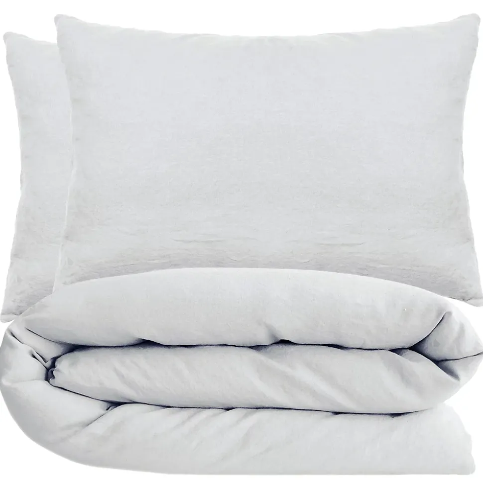 Parure de lit 280x240 cm et 50x70 cm coton lavé PALACE blanc neige 3 pièces