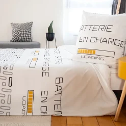 Parure de lit 140x200 cm microfibre LOADING blanc 2 pièces