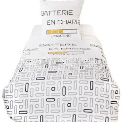 Parure de lit 140x200 cm microfibre LOADING blanc 2 pièces