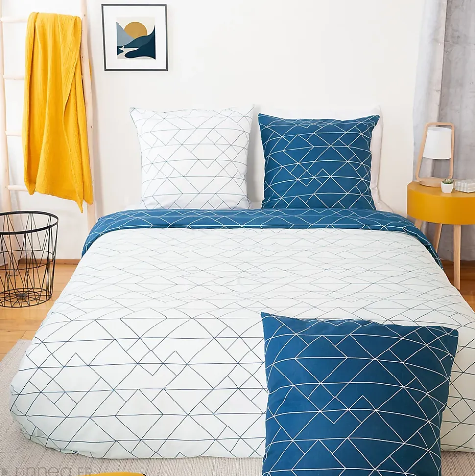 Parure de lit 240x220 cm microfibre LIST bleu 3 pièces