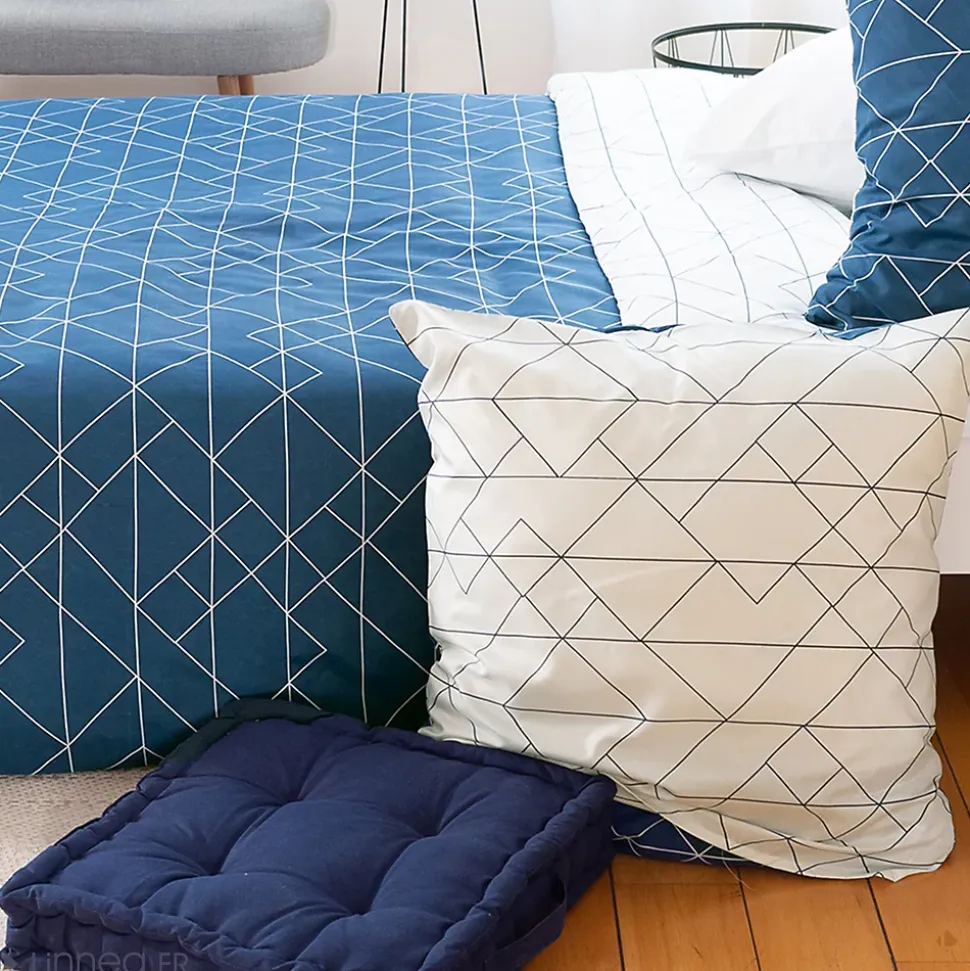 Parure de lit 240x220 cm microfibre LIST bleu 3 pièces