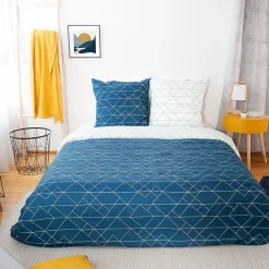 Parure de lit 240x220 cm microfibre LIST bleu 3 pièces