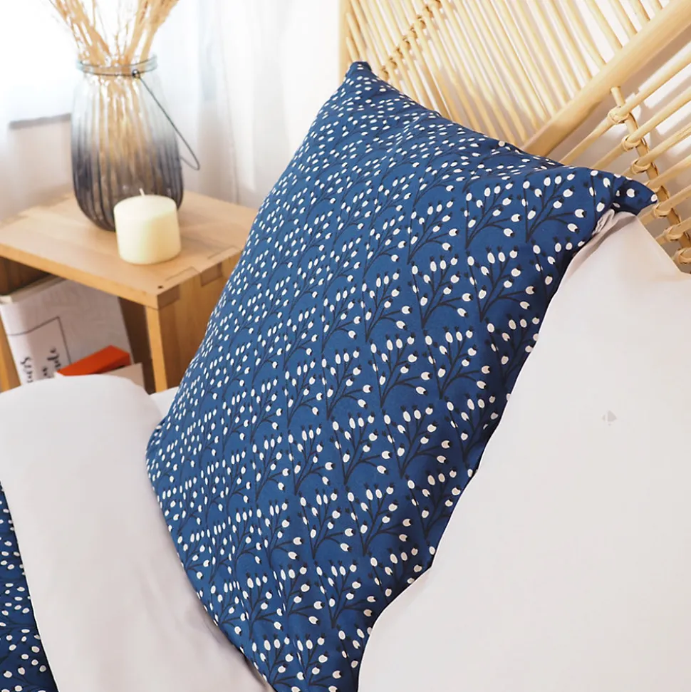 Parure de lit 240x220 cm Microfibre 50% recyclée FLENA Bleu 3 pièces