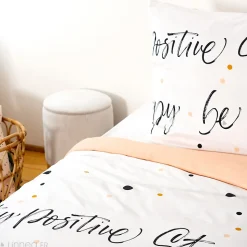 Parure de lit 240x220 cm microfibre POSITIVE blanc 3 pièces